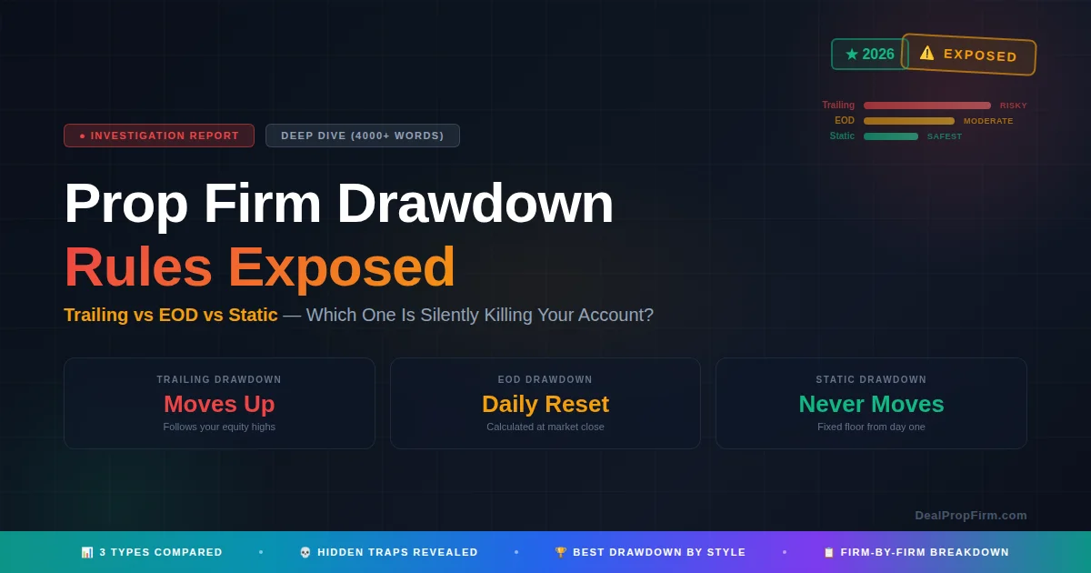 Prop Firm Drawdown Rules Exposed: Trailing vs EOD vs Static — 25+ Firms Analyzed