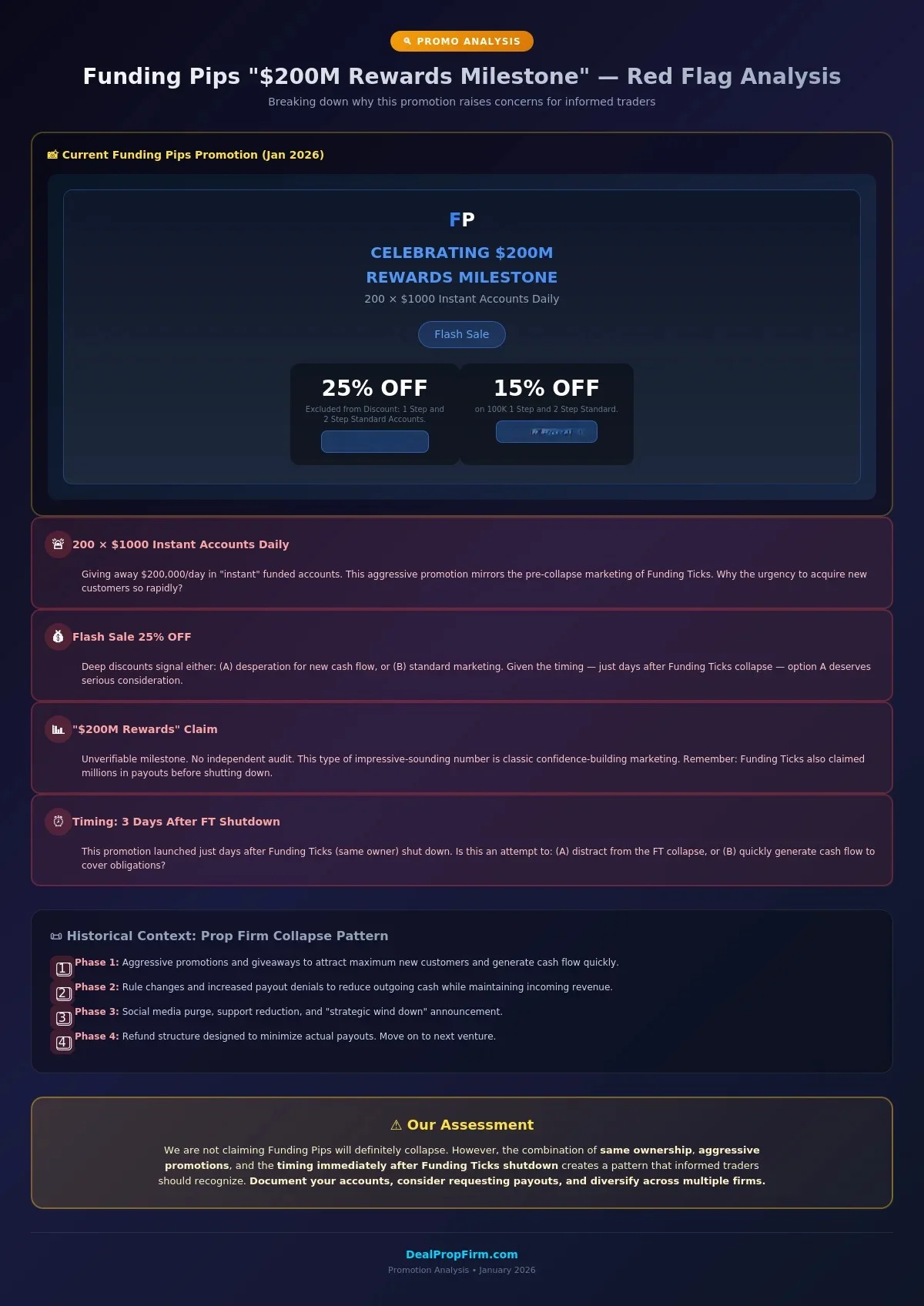 Analysis of Funding Pips promotional strategy warning signs