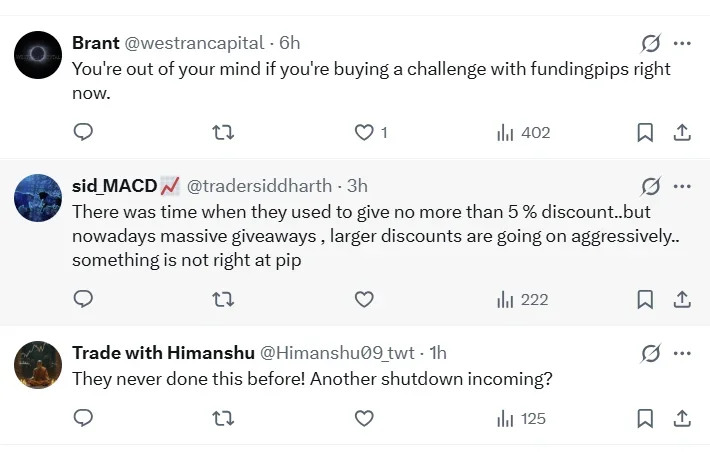 Community warnings about Funding Pips